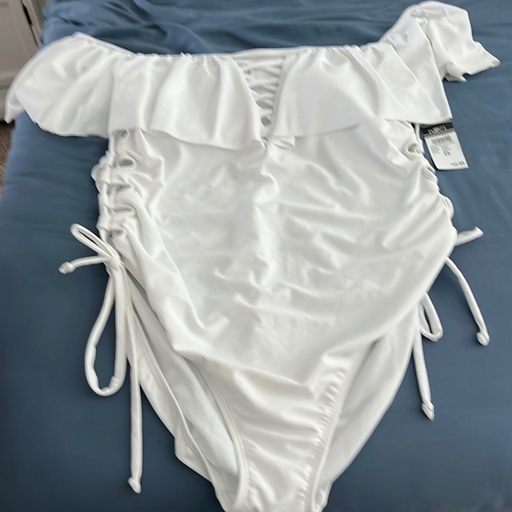 White plus size one piece bathing suit